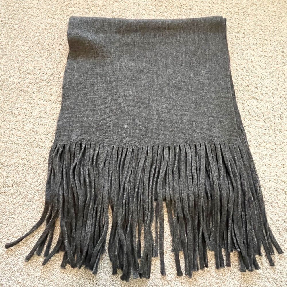 Lucky Brand Womens Scarf Long Fringe Dark Gray Brushed Cozy Heather Winter